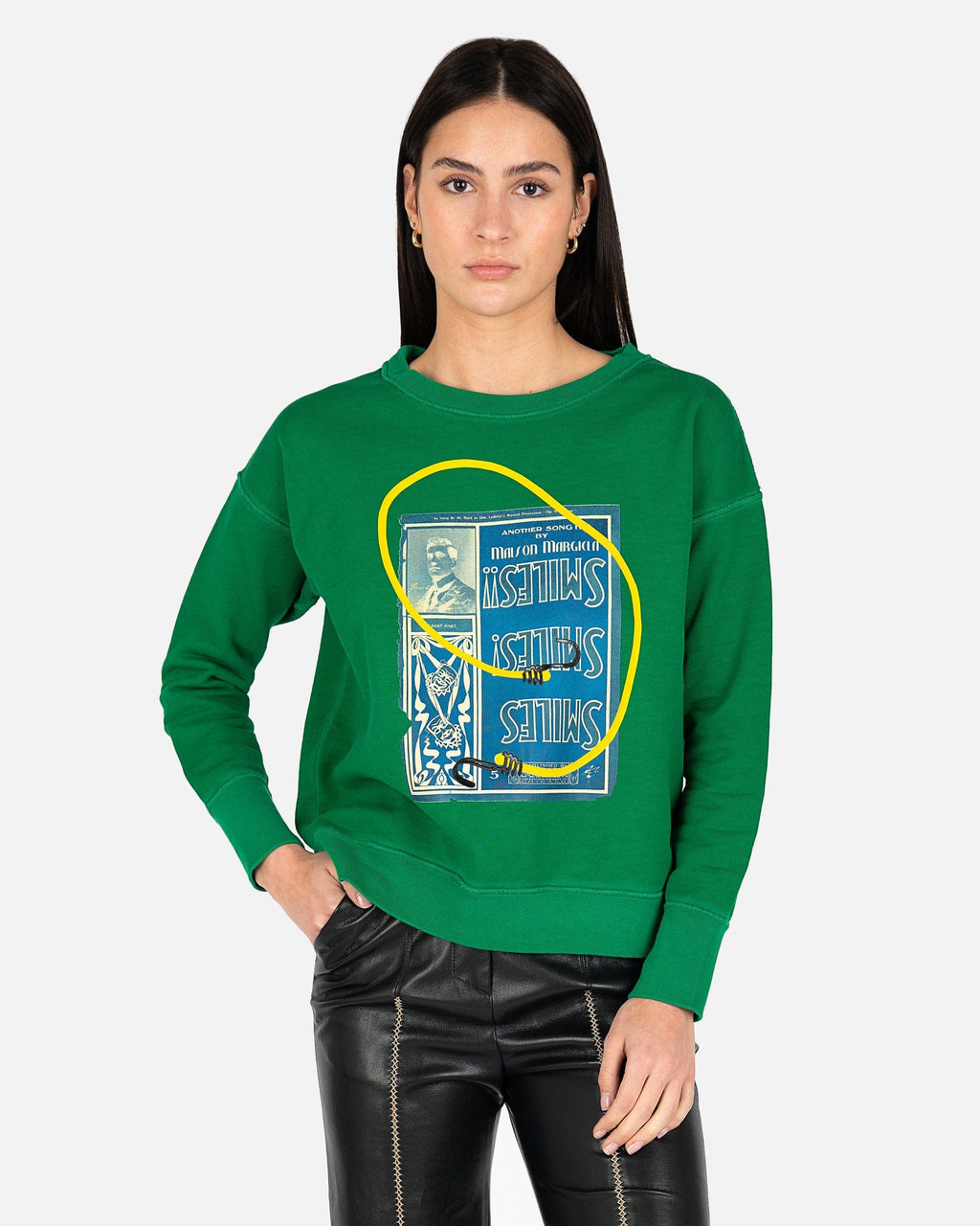 Circus Smile Sweatshirt In Green Maison margiela – Гарантія оригінальності – боковий вид