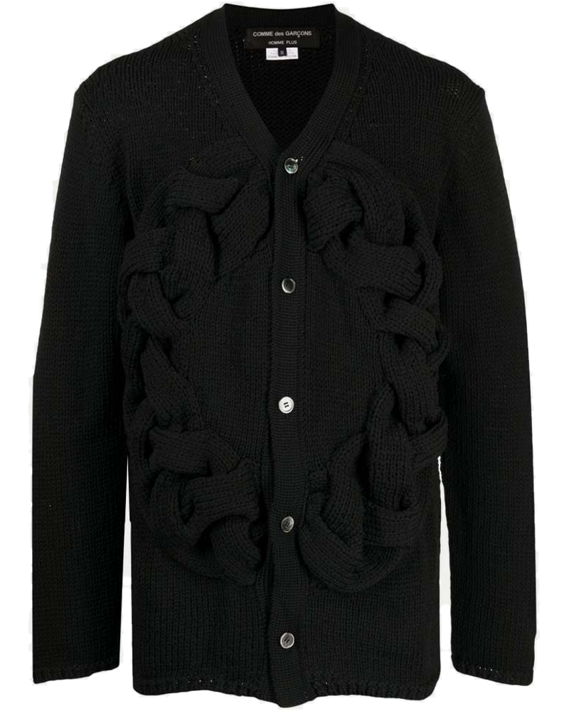 Black Braided-Band V-Neck Cardigan Comme des garcons оригінал – Купити в Україні