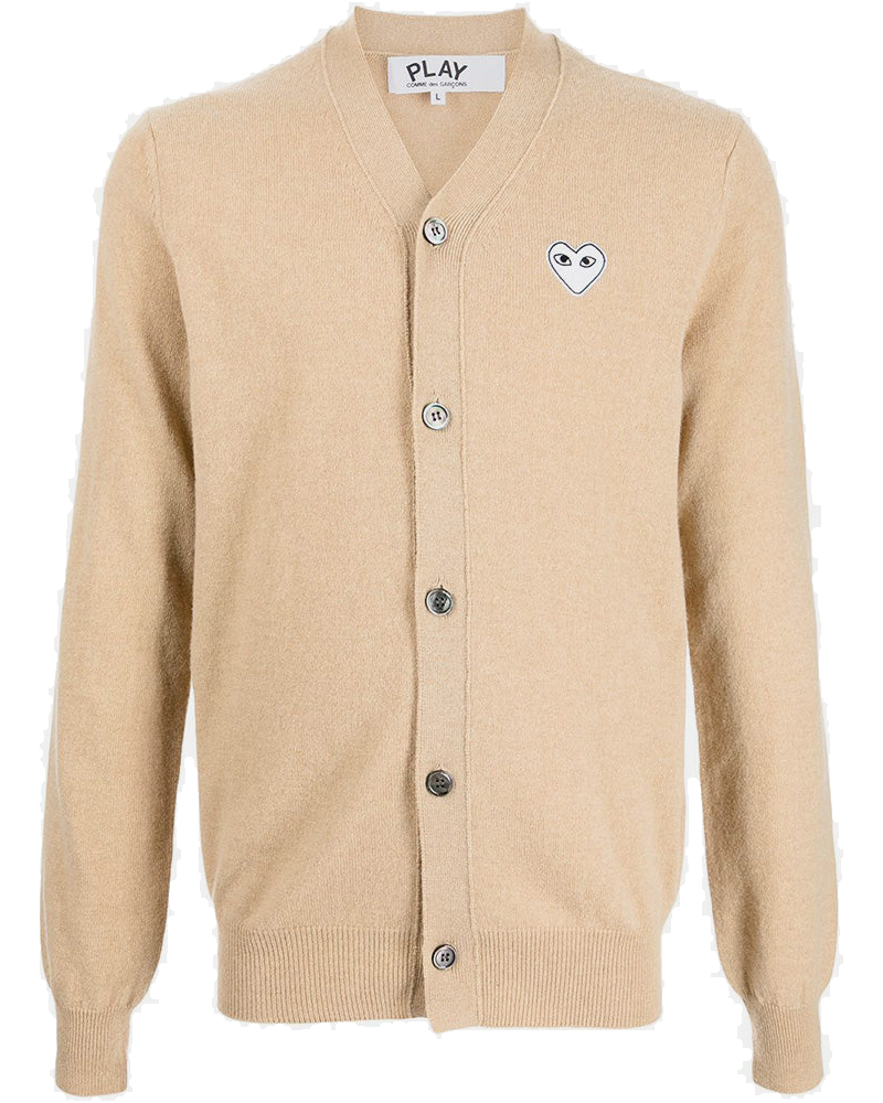 Camel & White Heart Patch Cardigan Comme des garcons оригінал – Купити в Україні