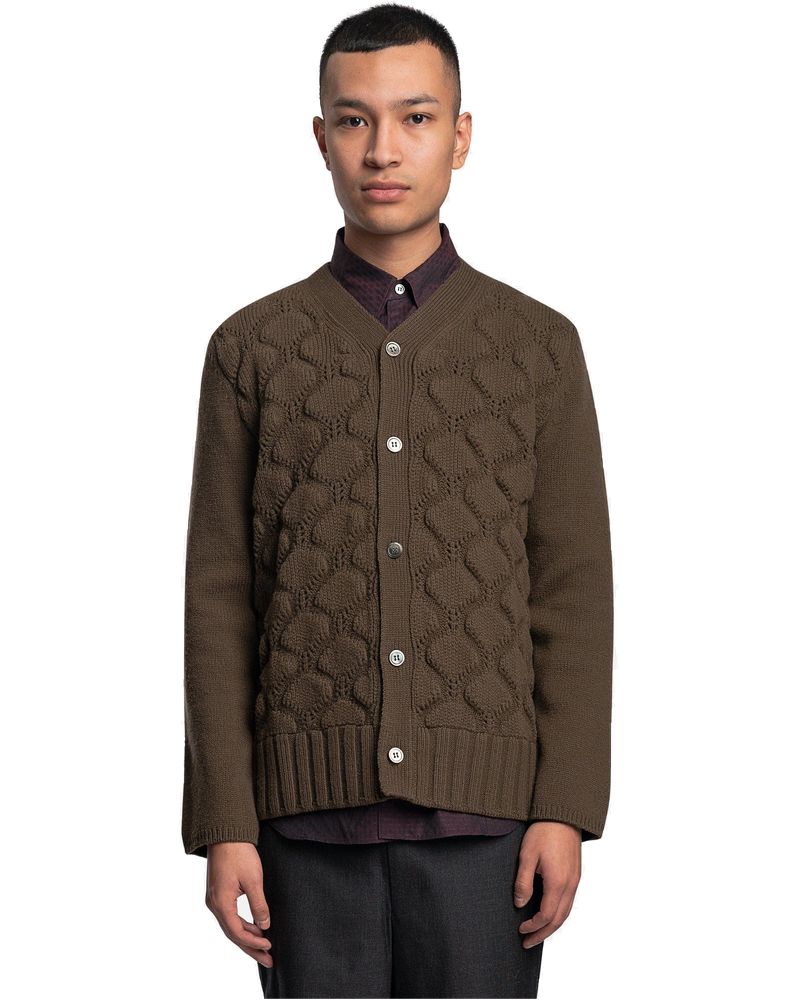 Button Up Wool Cardigan In Khaki Comme des garcons оригінал – Купити в Україні