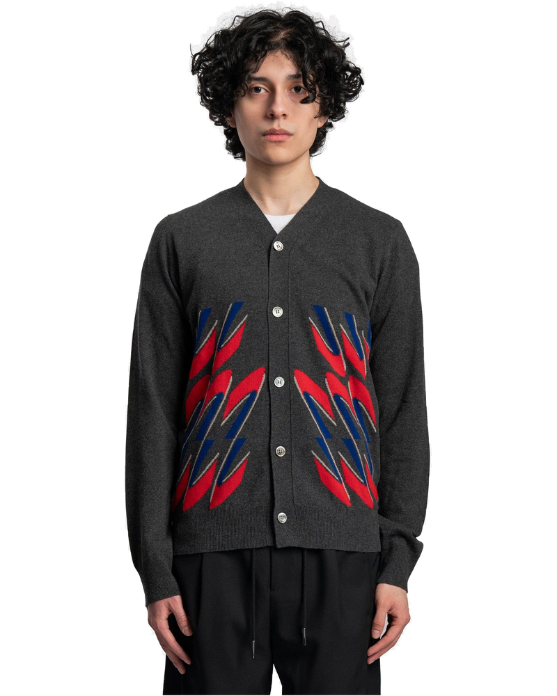 Pattern-Knit Wool Cardigan In Dark Grey Comme des garcons – Гарантія оригінальності