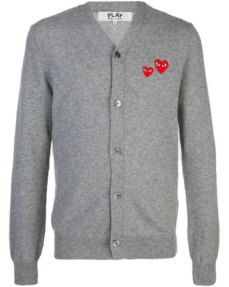 Grey & Red Heart Patch Cardigan Comme des garcons оригінал – Купити в Україні