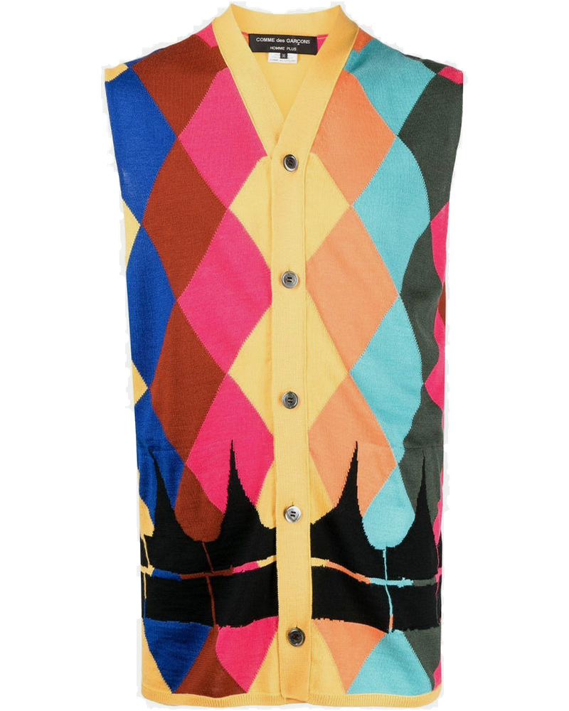 Multicolor Argyle Sleeveless Cardigan Comme des garcons – Гарантія оригінальності