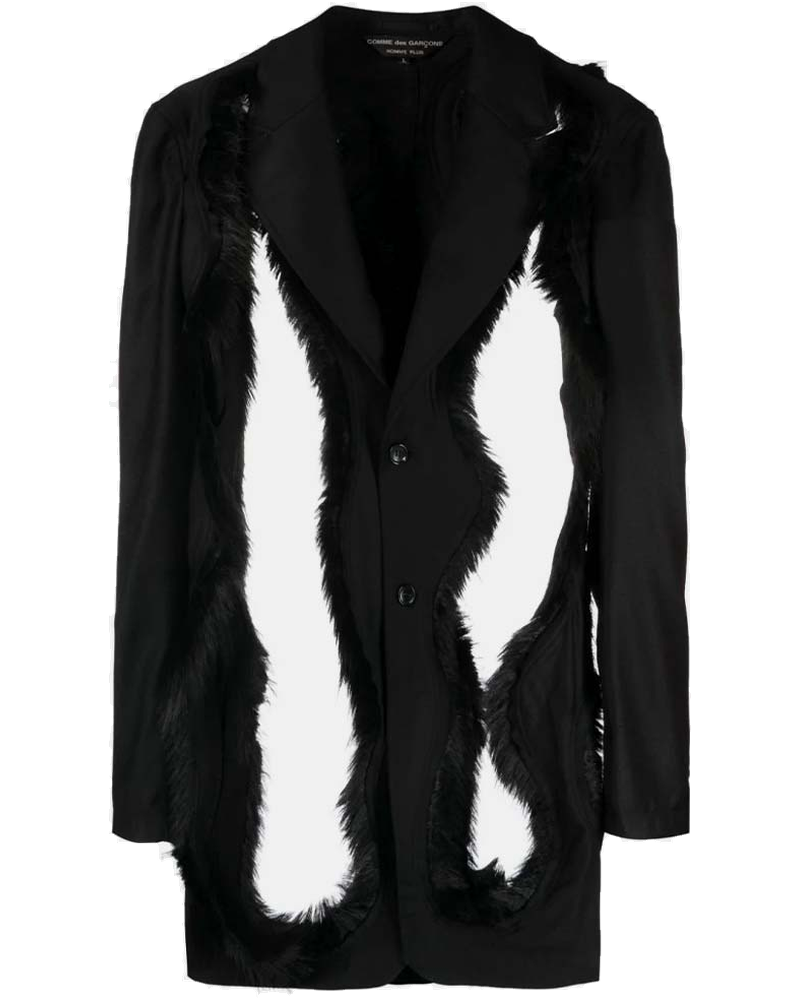 Black Faux Fur-Embellished Single-Breasted Blazer Comme des garcons оригінал – Купити в Україні