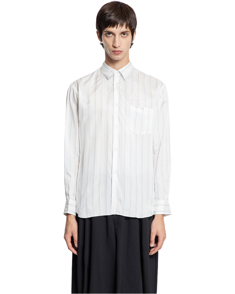 Оригінальна Pinstriped Cupro Satin Pocket Shirt Comme des garcons