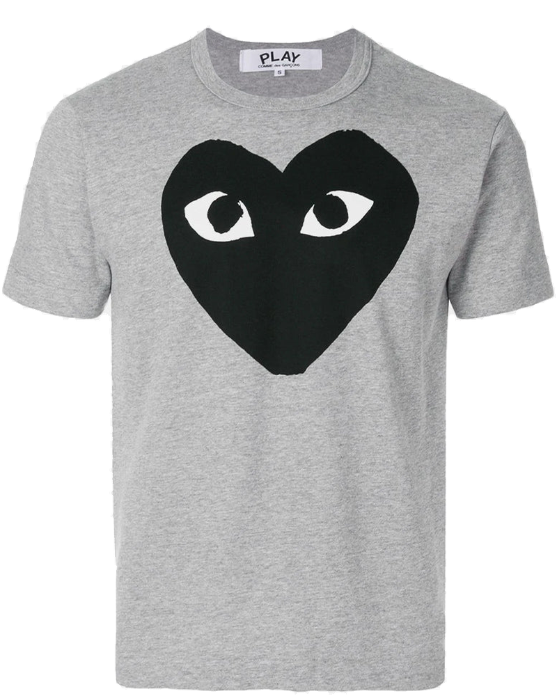 Grey & Black Heart Printed T-Shirt Comme des garcons оригінал – Купити в Україні