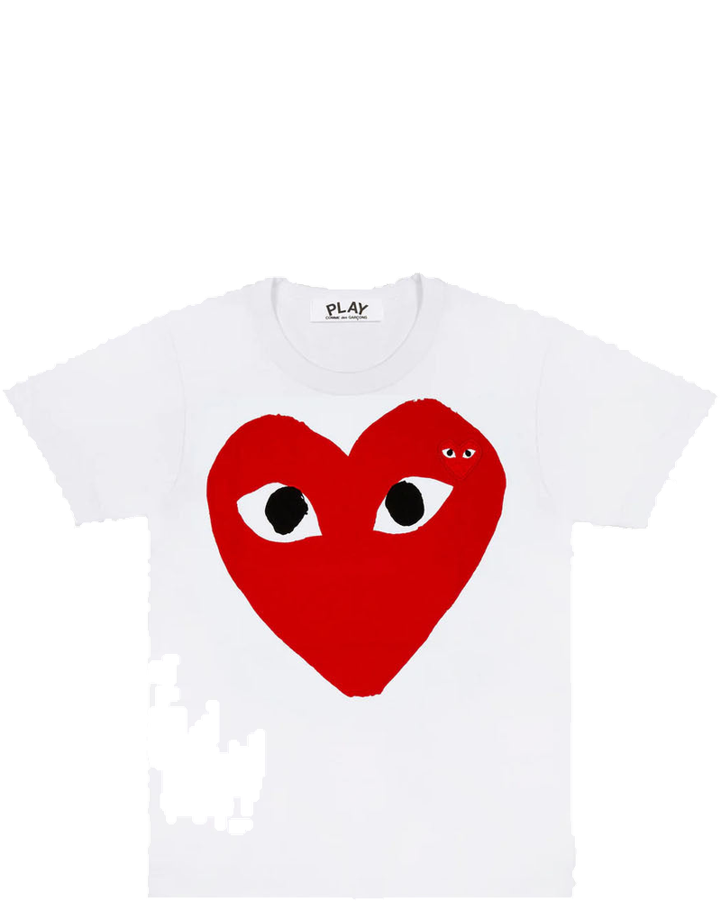 Оригінальна White T-Shirt With Big Red Heart Comme des garcons