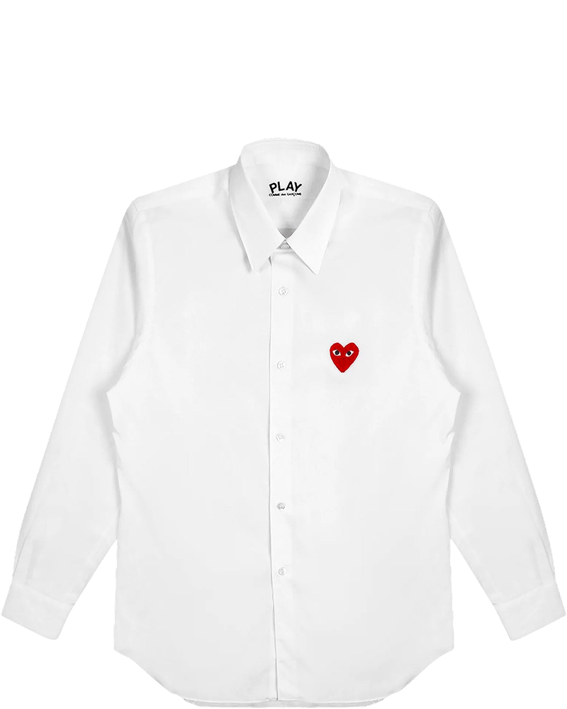 Play Mens Woven White Shirt Comme des garcons – Гарантія оригінальності
