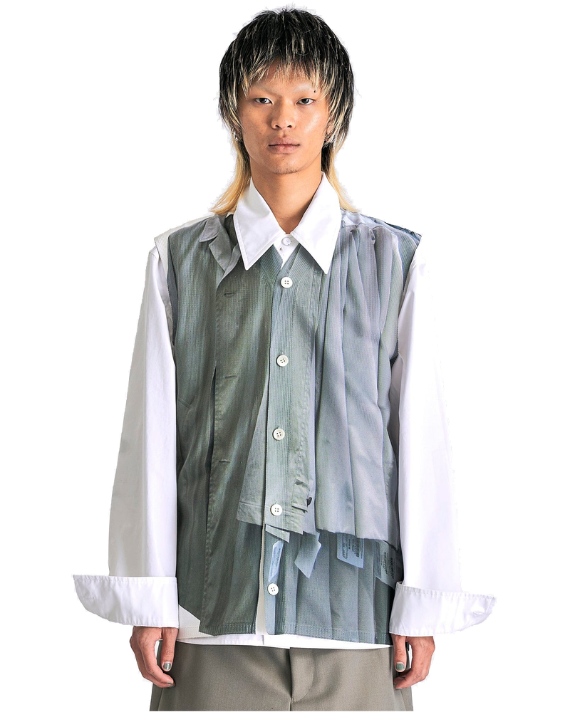 Sleeveless Superimposed Button-Up Shirt In Multi Comme des garcons оригінал – Купити в Україні