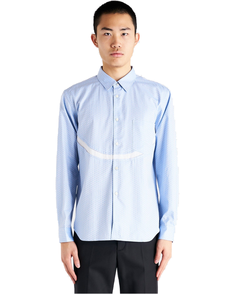 Printed Long Sleeve Shirt In Ice Blue Comme des garcons оригінал – Купити в Україні