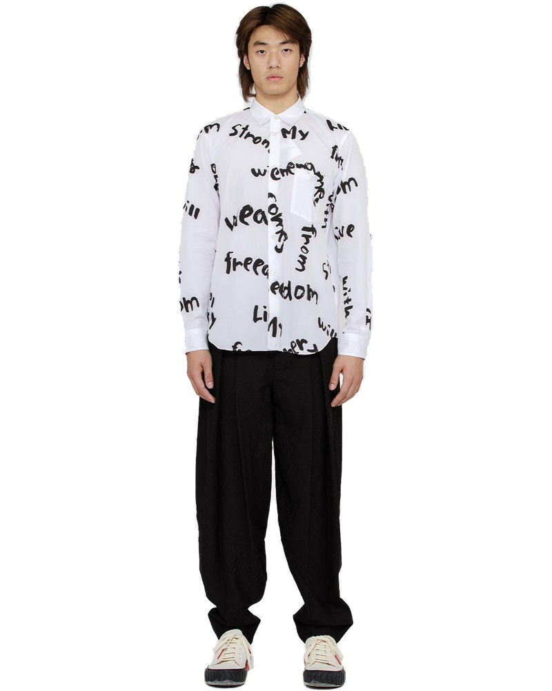 Оригінальна Slogan Print Cotton Shirt Comme des garcons