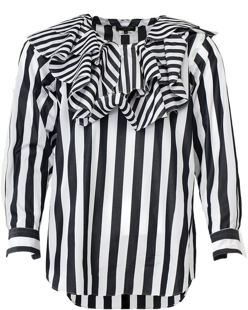 White And Black Ruffled Striped Shirt Comme des garcons – Гарантія оригінальності