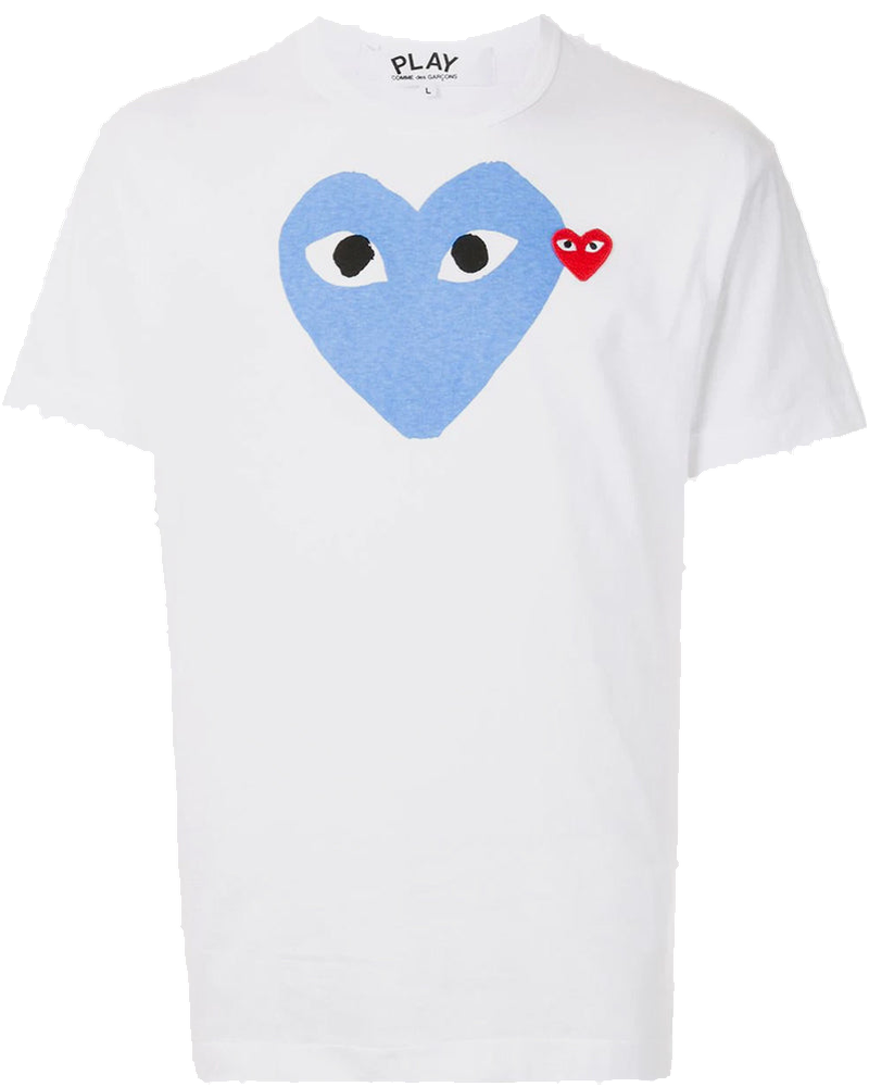 White & Blue Hearts T-Shirt Comme des garcons оригінал – Купити в Україні