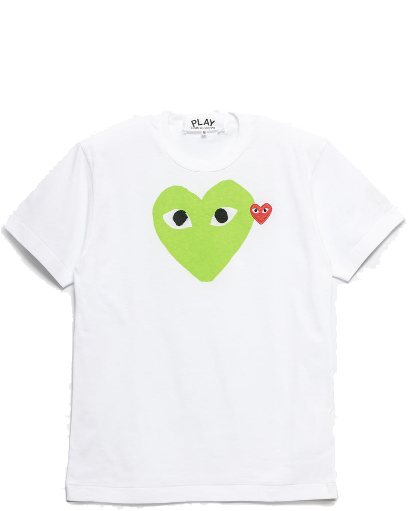 White & Green Hearts T-Shirt Comme des garcons оригінал – Купити в Україні