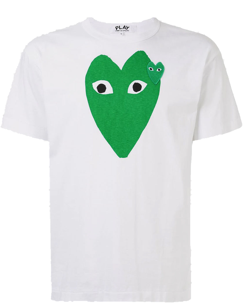 White & Green Hearts T-Shirt Comme des garcons оригінал – Купити в Україні