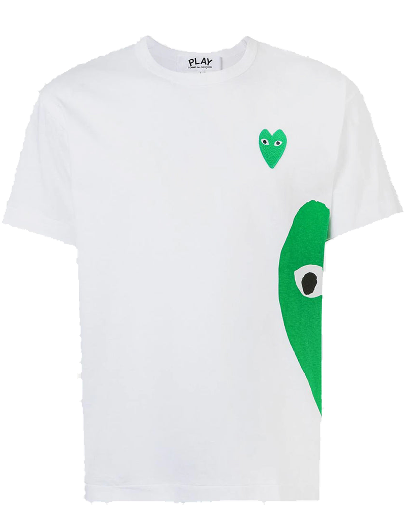 White & Green Hearts T-Shirt Comme des garcons оригінал – Купити в Україні