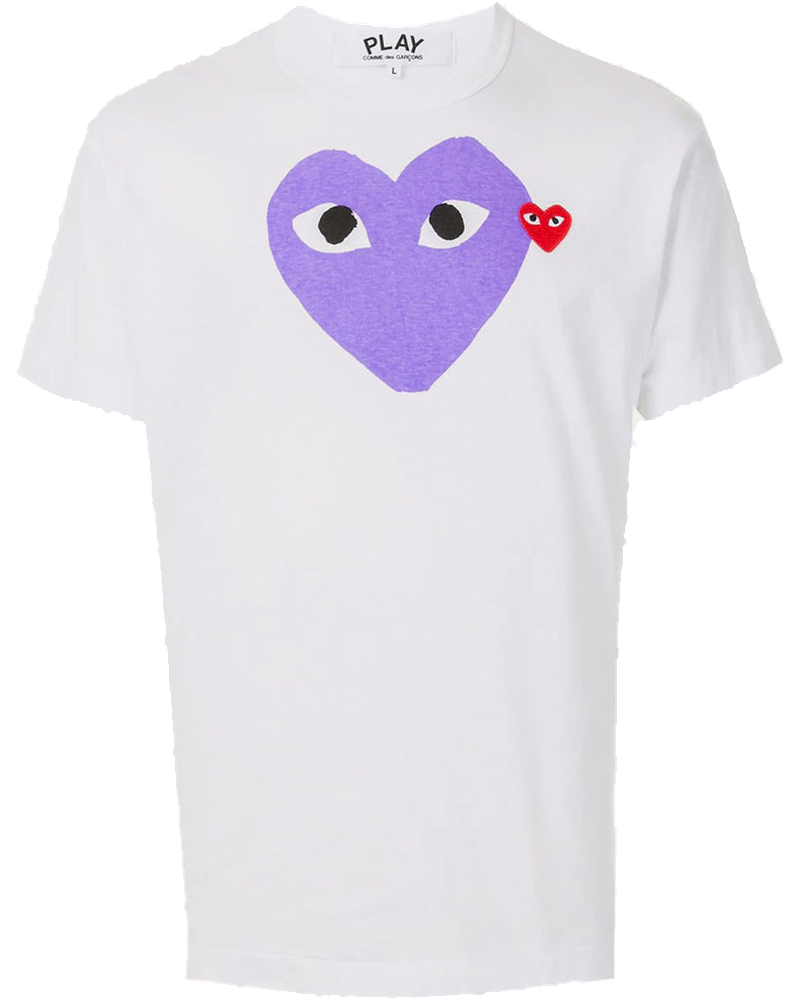 White & Purple Hearts T-Shirt Comme des garcons оригінал – Купити в Україні