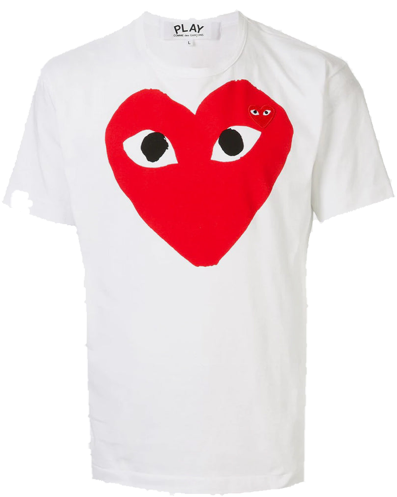 White & Red Hearts T-Shirt Comme des garcons – Гарантія оригінальності