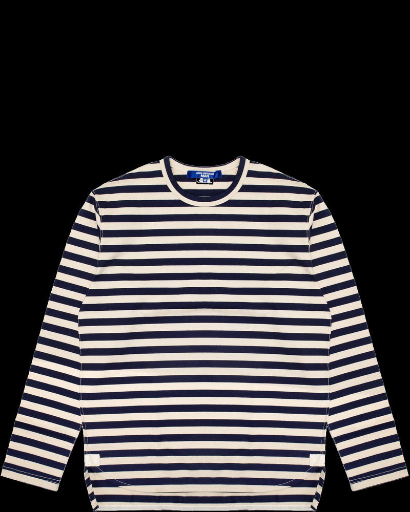 BG_REMOVED_CATALOG_Junya Watanabe MAN Crewneck Striped Tee - COMME DES GARCONS