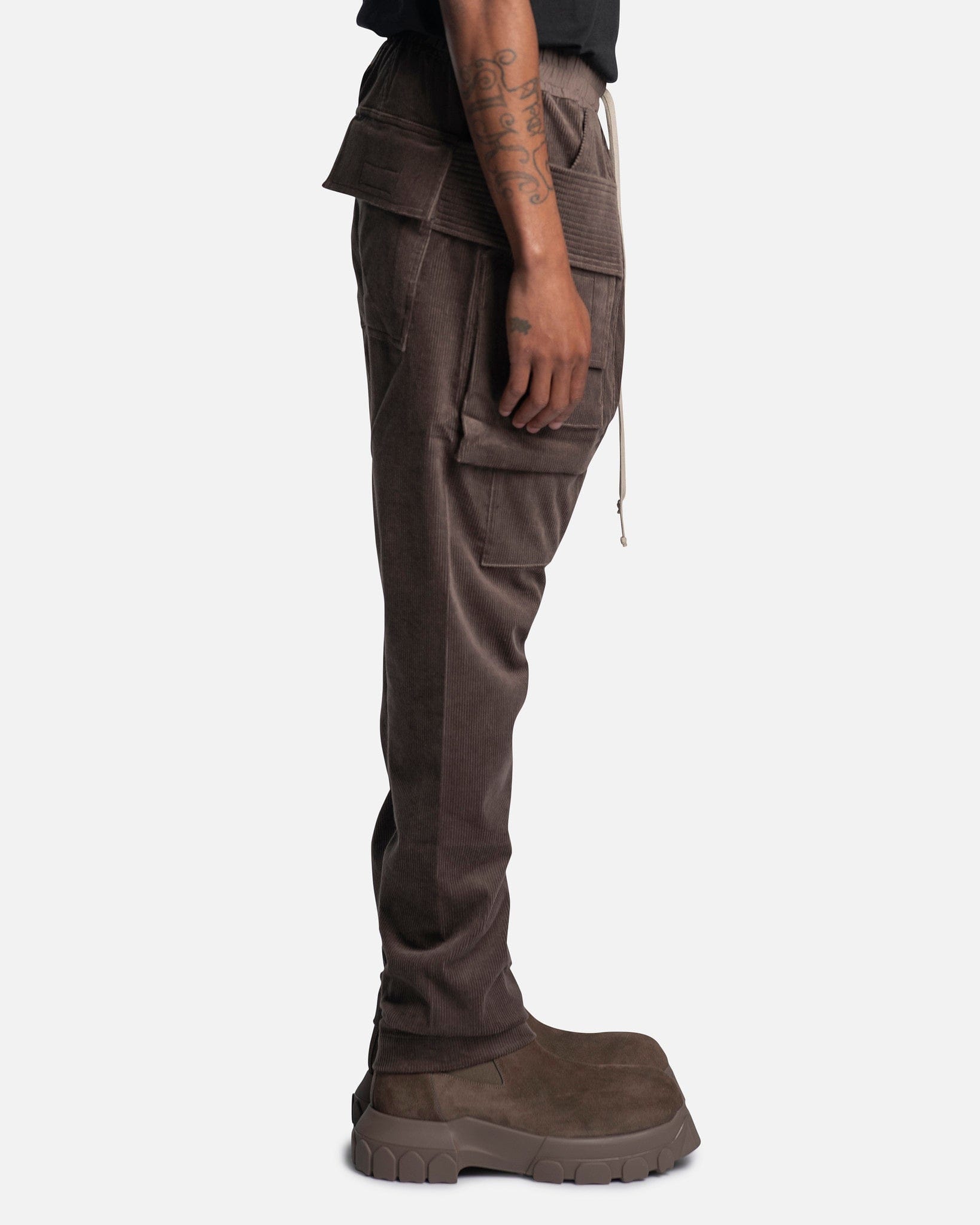 Corduroy Creatch Cargo Drawstring In Dust Rick owens – Гарантія оригінальності – вид ззаду