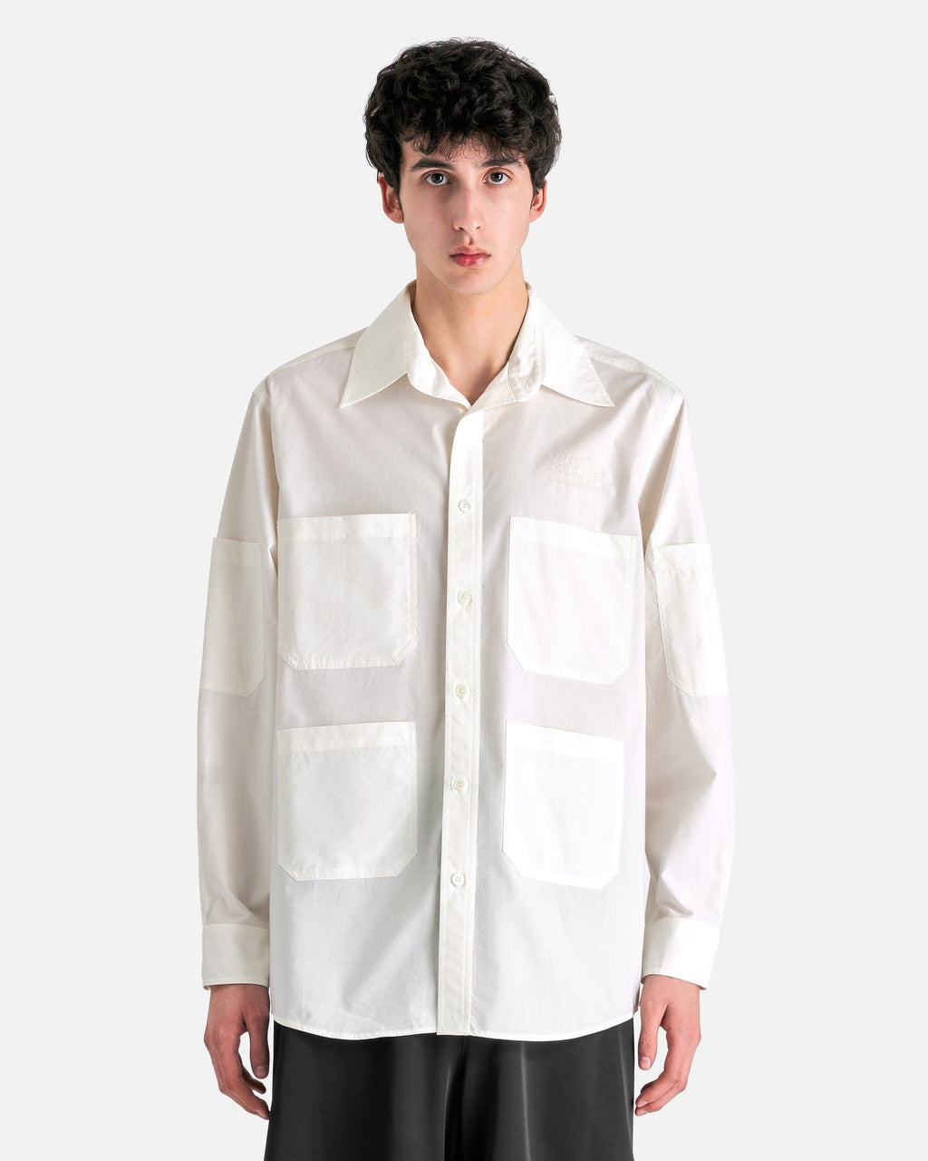 Cotton Poplin Pocket Shirt In Ivory Maison margiela – Гарантія оригінальності – боковий вид