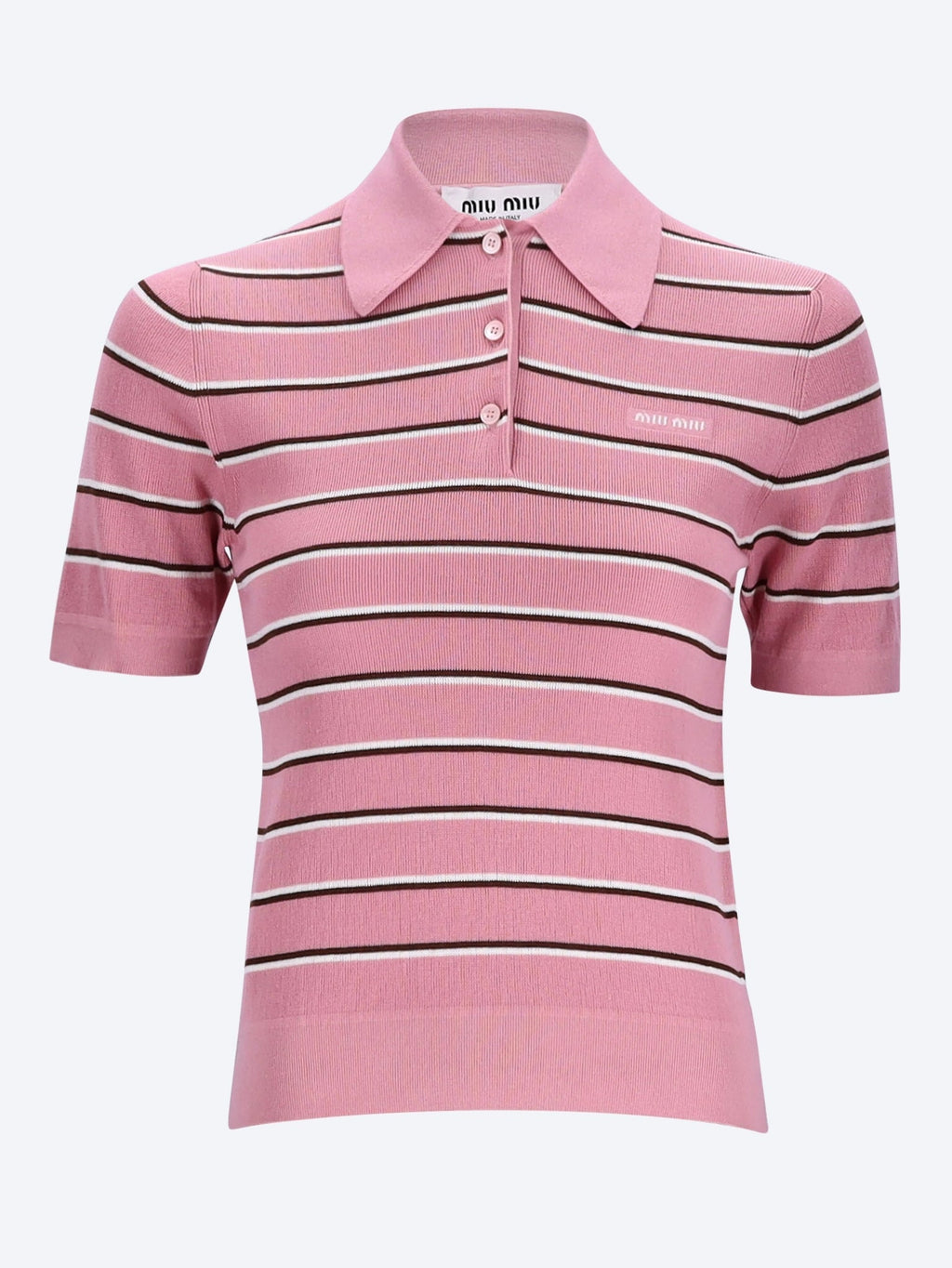 Cotton Striped Polo Shirt Miu miu – Гарантія оригінальності – боковий вид
