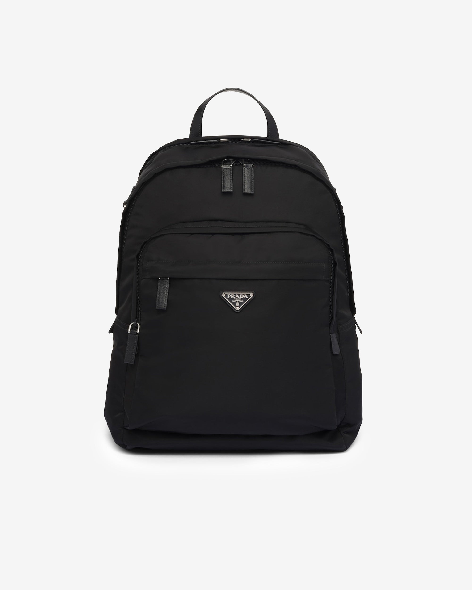 Mens Re Nylon And Saffiano Leather Backpack Prada – Гарантія оригінальності – боковий вид