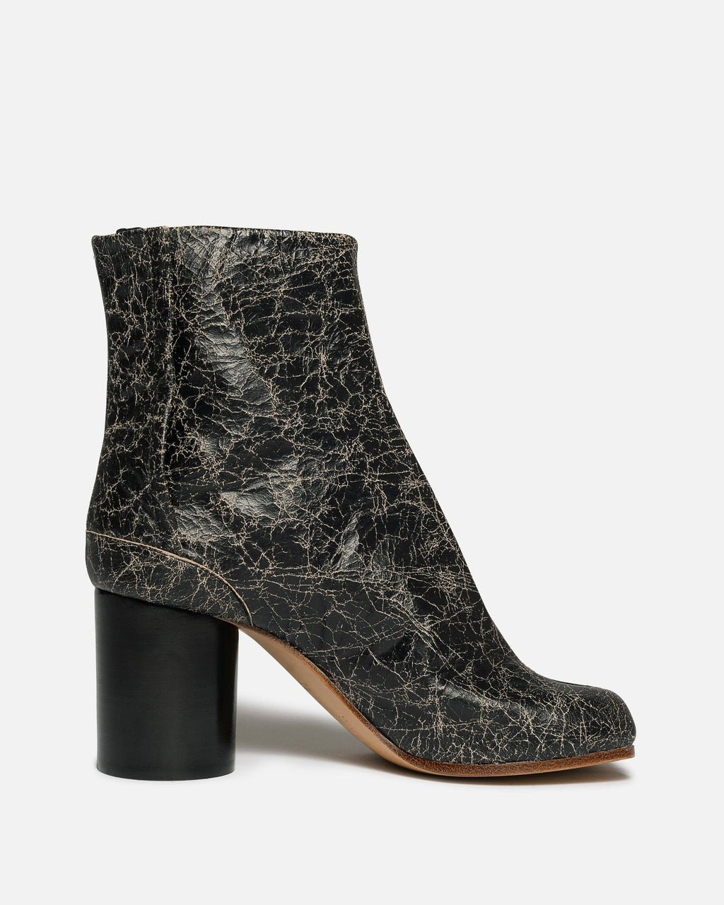 Cracked Leather Tabi Boot In Beige Maison margiela – Гарантія оригінальності – боковий вид