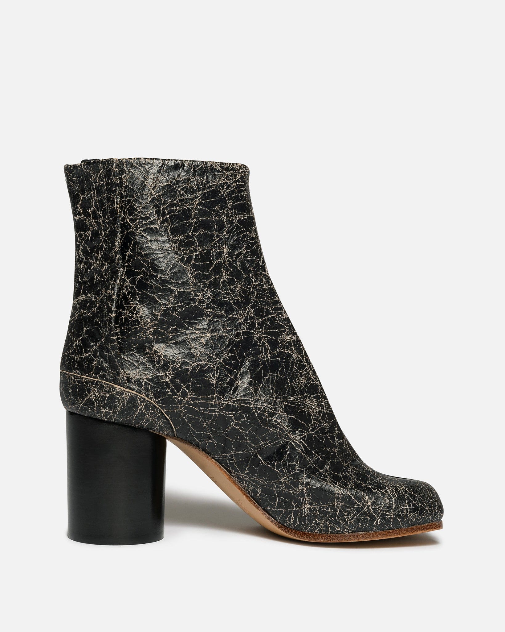 Cracked Leather Tabi Boot In Beige Maison margiela – Гарантія оригінальності – боковий вид