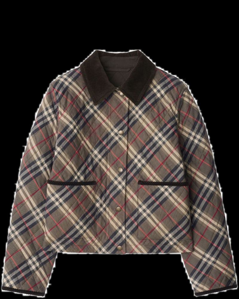 BG_REMOVED_CATALOG_Cropped check quilted cotton jacket - BURBERRY
