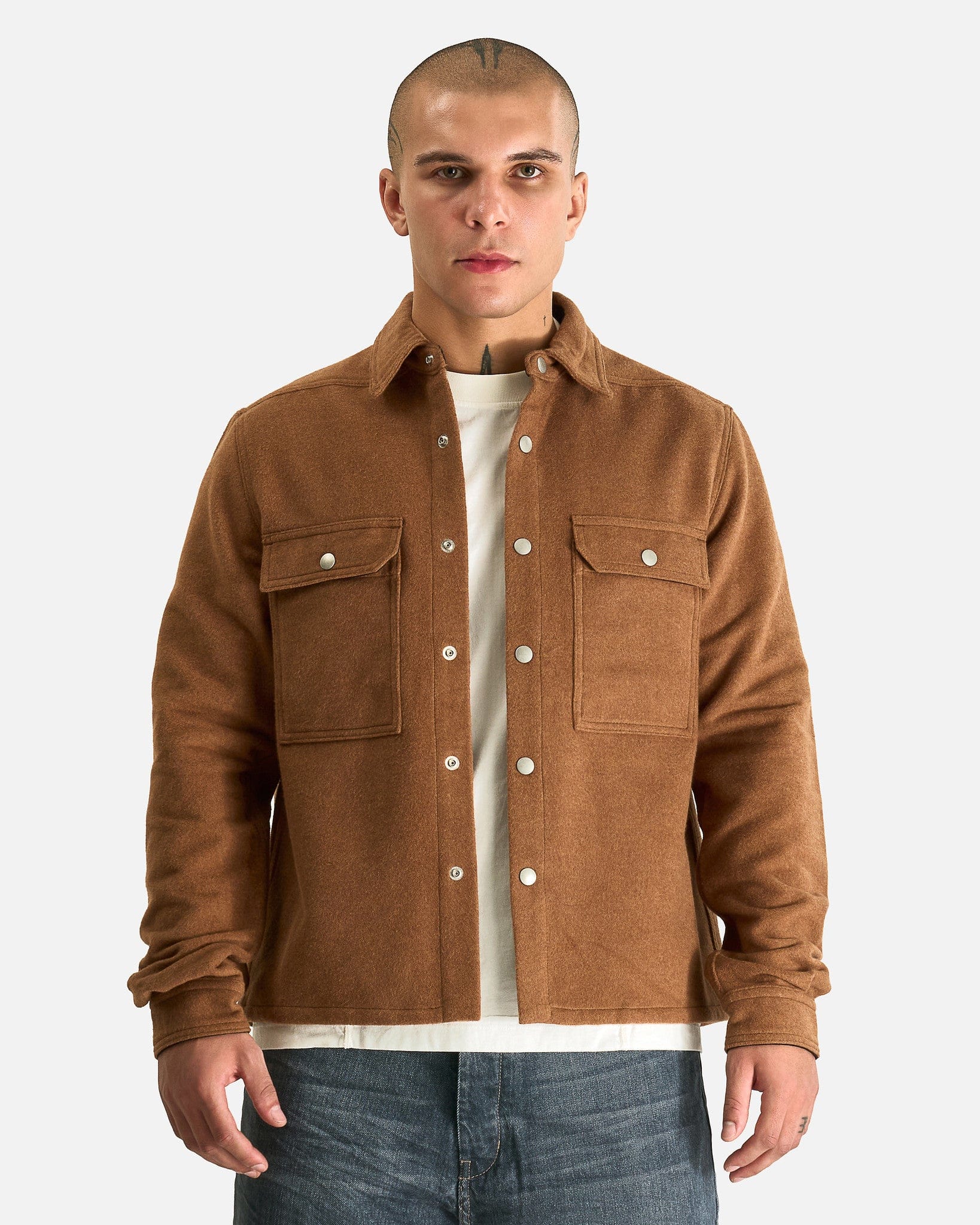 Оригінальна Cropped Outershirt In Rust Rick owens – боковий вид