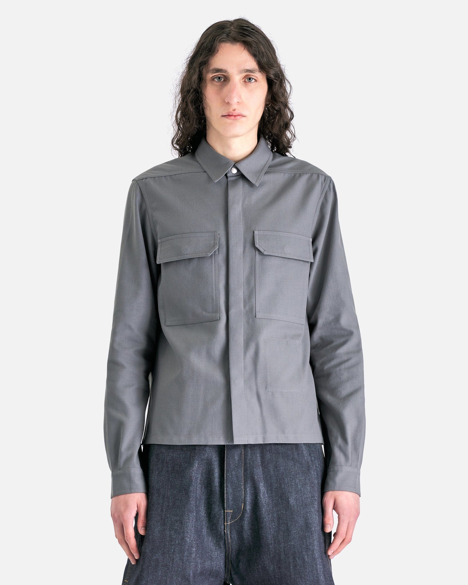 Cropped Outershirt In Smoke Rick owens оригінал – Купити в Україні – боковий вид