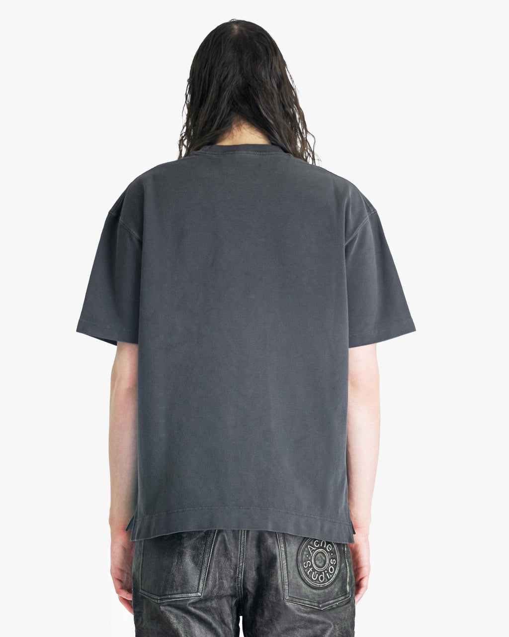Cursive Logo T-Shirt In Faded Black Acne studios – Гарантія оригінальності – детальний вид