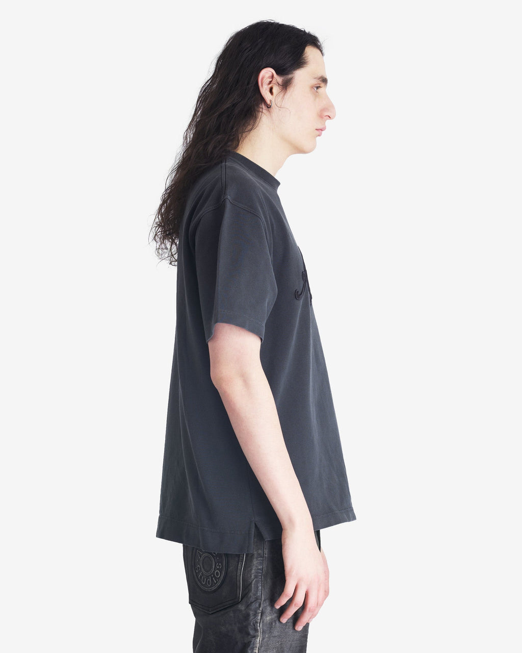 Cursive Logo T-Shirt In Faded Black Acne studios – Гарантія оригінальності – вид ззаду