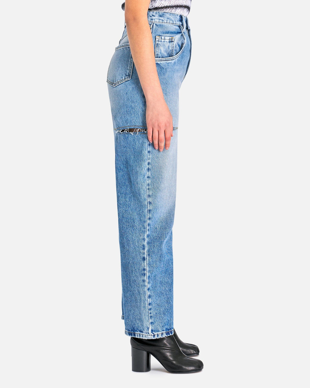Оригінальна Cut-Out Jeans In Blue Maison margiela – вид ззаду