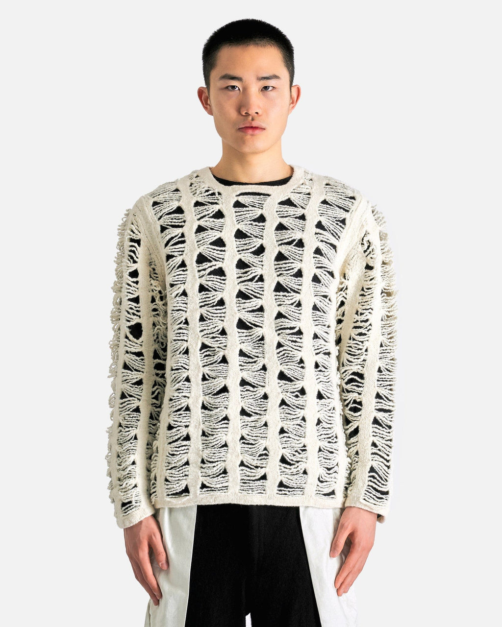 Cut-Out Long Sleeve Sweater In Natural Comme des garcons оригінал – Купити в Україні – боковий вид