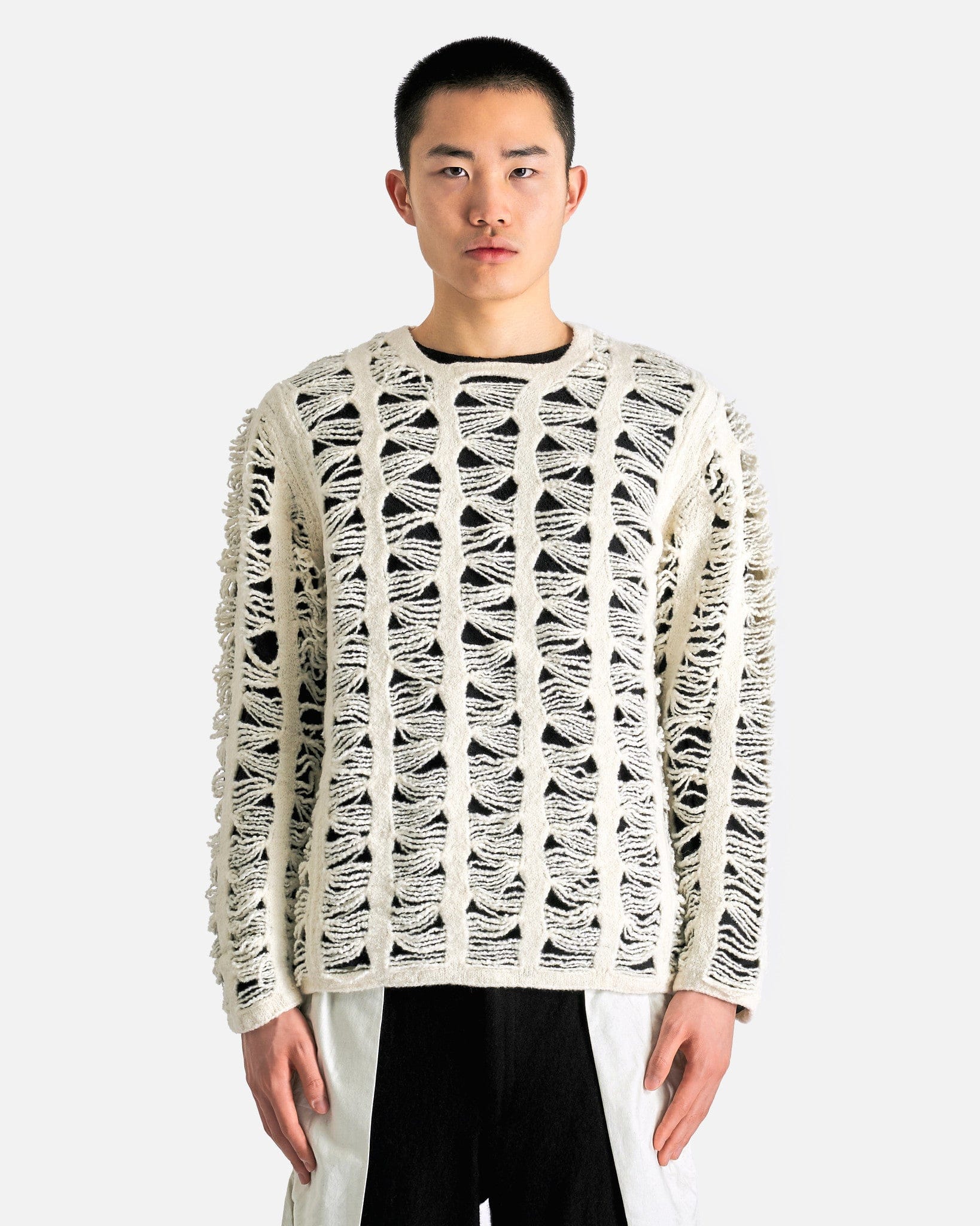 Cut-Out Long Sleeve Sweater In Natural Comme des garcons оригінал – Купити в Україні – боковий вид