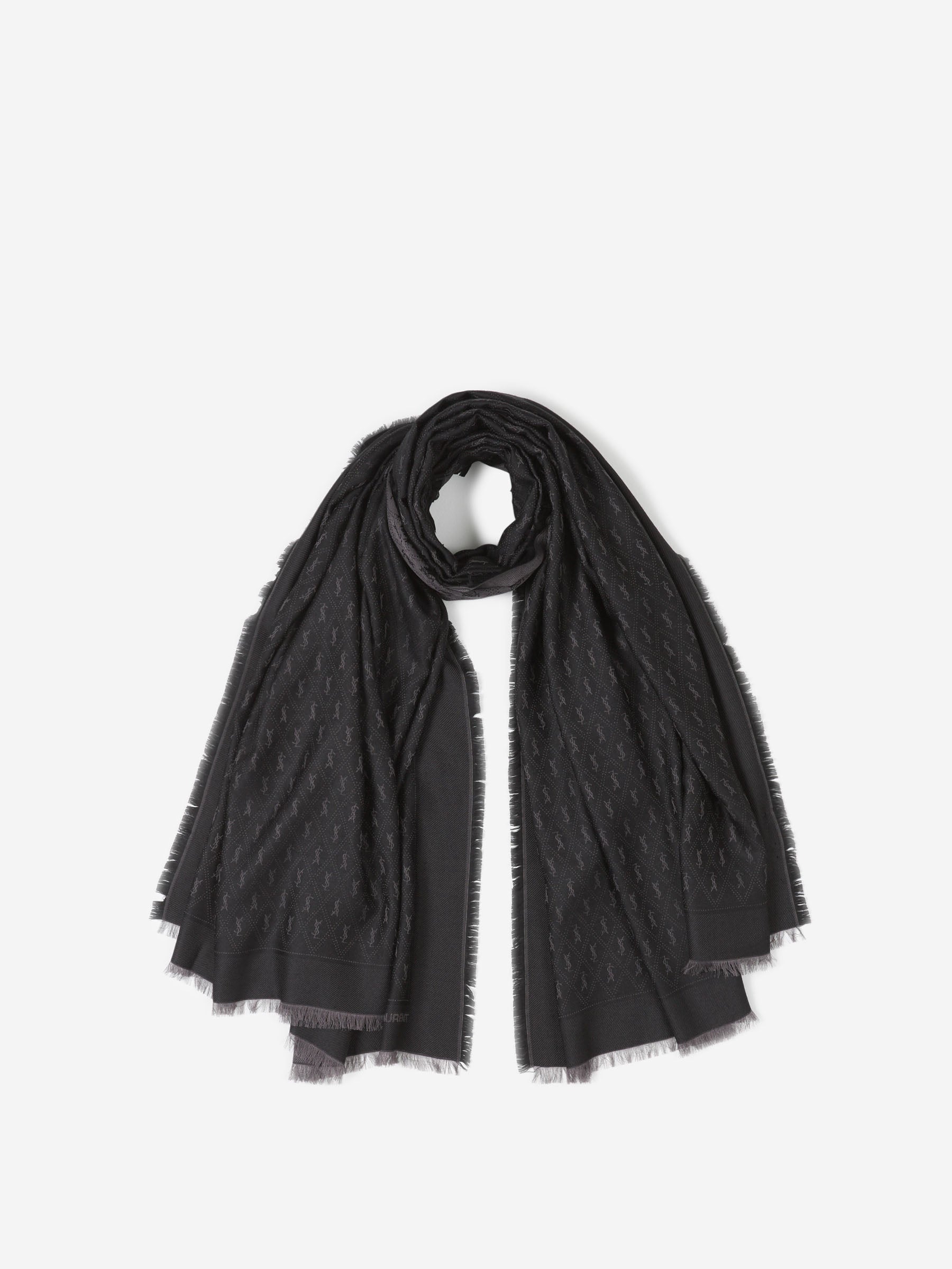 Monogram Jacquard Scarf Saint laurent – Гарантія оригінальності – боковий вид