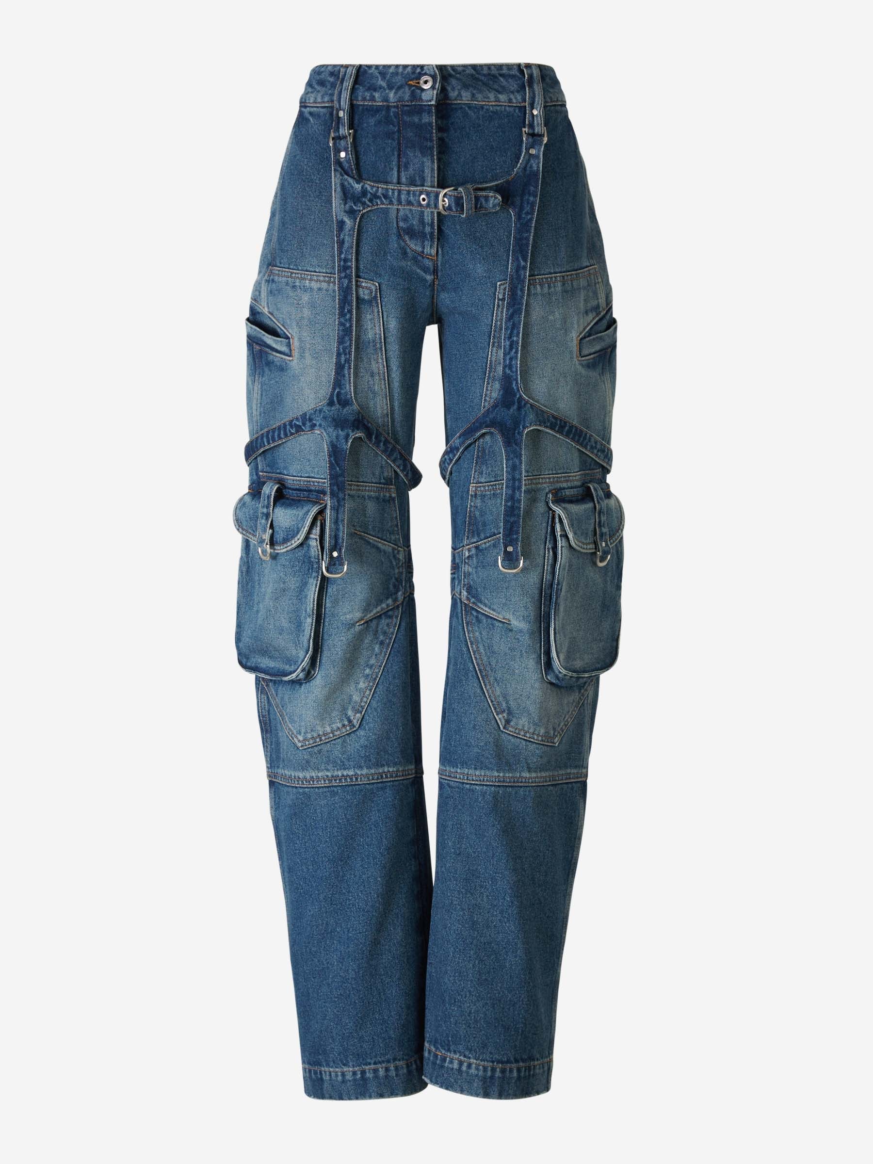 Оригінальна Cotton Cargo Jeans Off-white – боковий вид