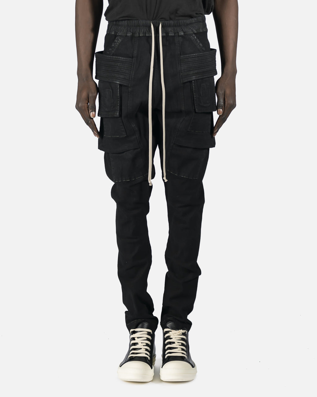 Denim Creatch Cargo Drawstring In Black Rick owens – Гарантія оригінальності – боковий вид