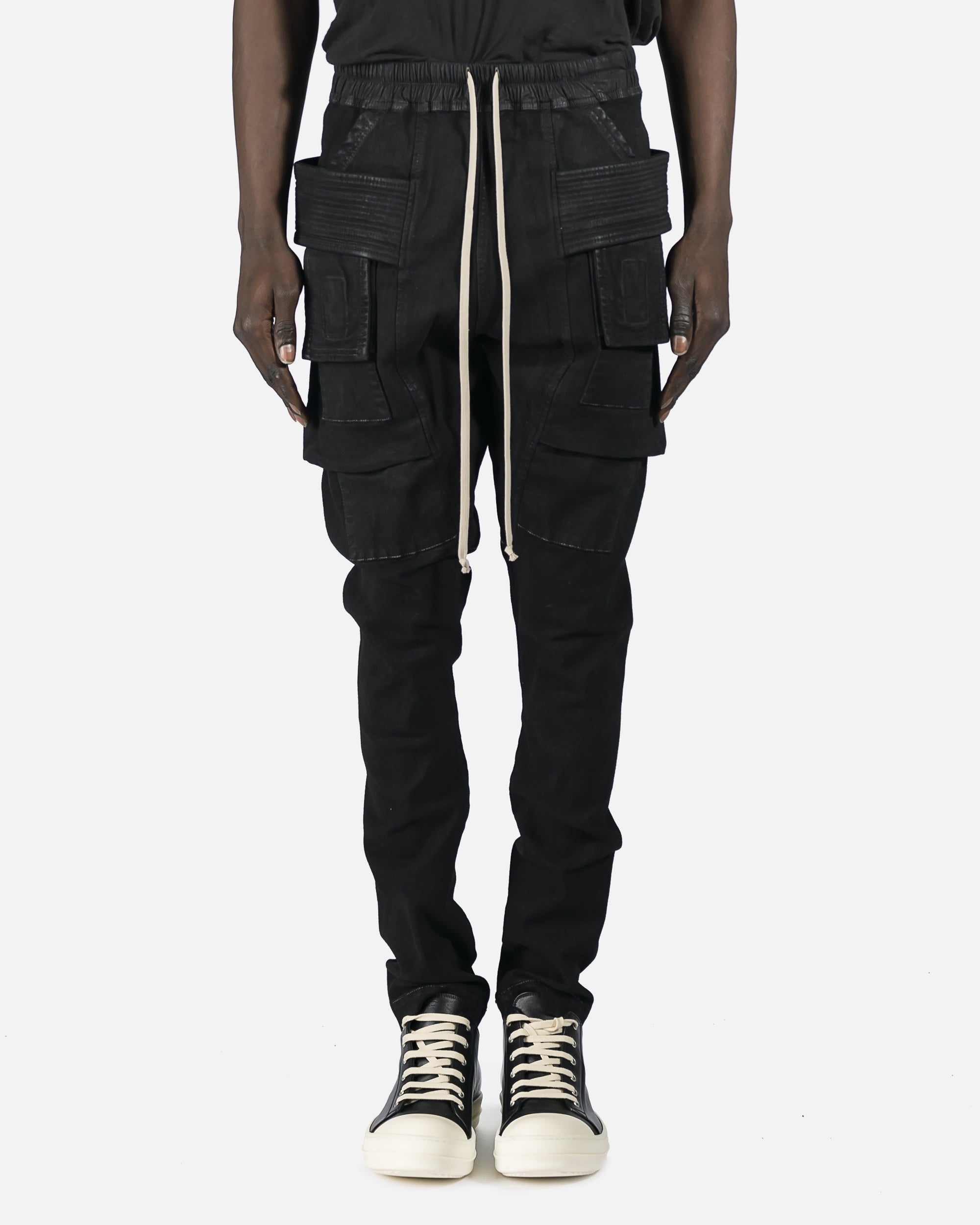 Denim Creatch Cargo Drawstring In Black Rick owens – Гарантія оригінальності – боковий вид