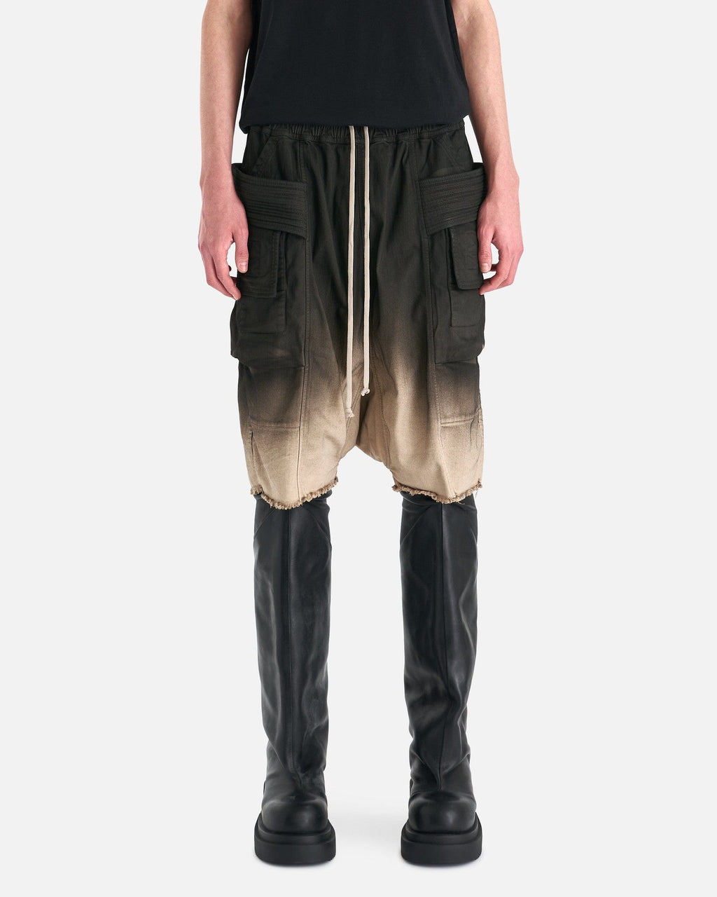 Denim Creatch Cargo Pods Short In Black Pearl Degrade Rick owens – Гарантія оригінальності – боковий вид