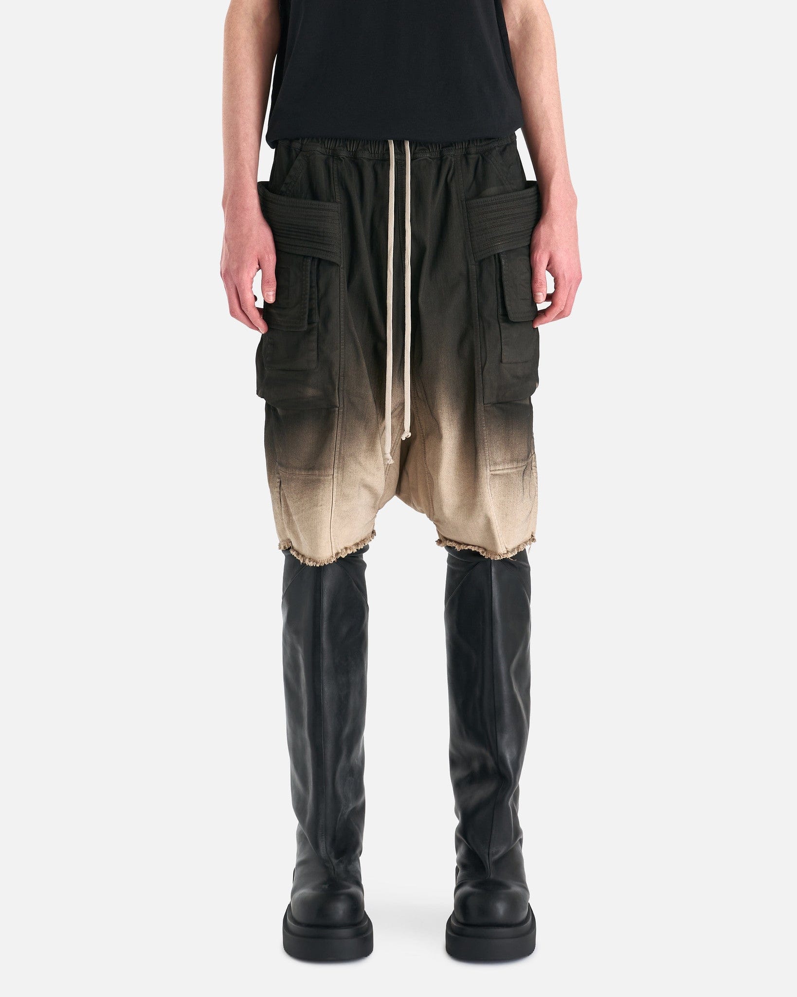 Denim Creatch Cargo Pods Short In Black Pearl Degrade Rick owens – Гарантія оригінальності – боковий вид