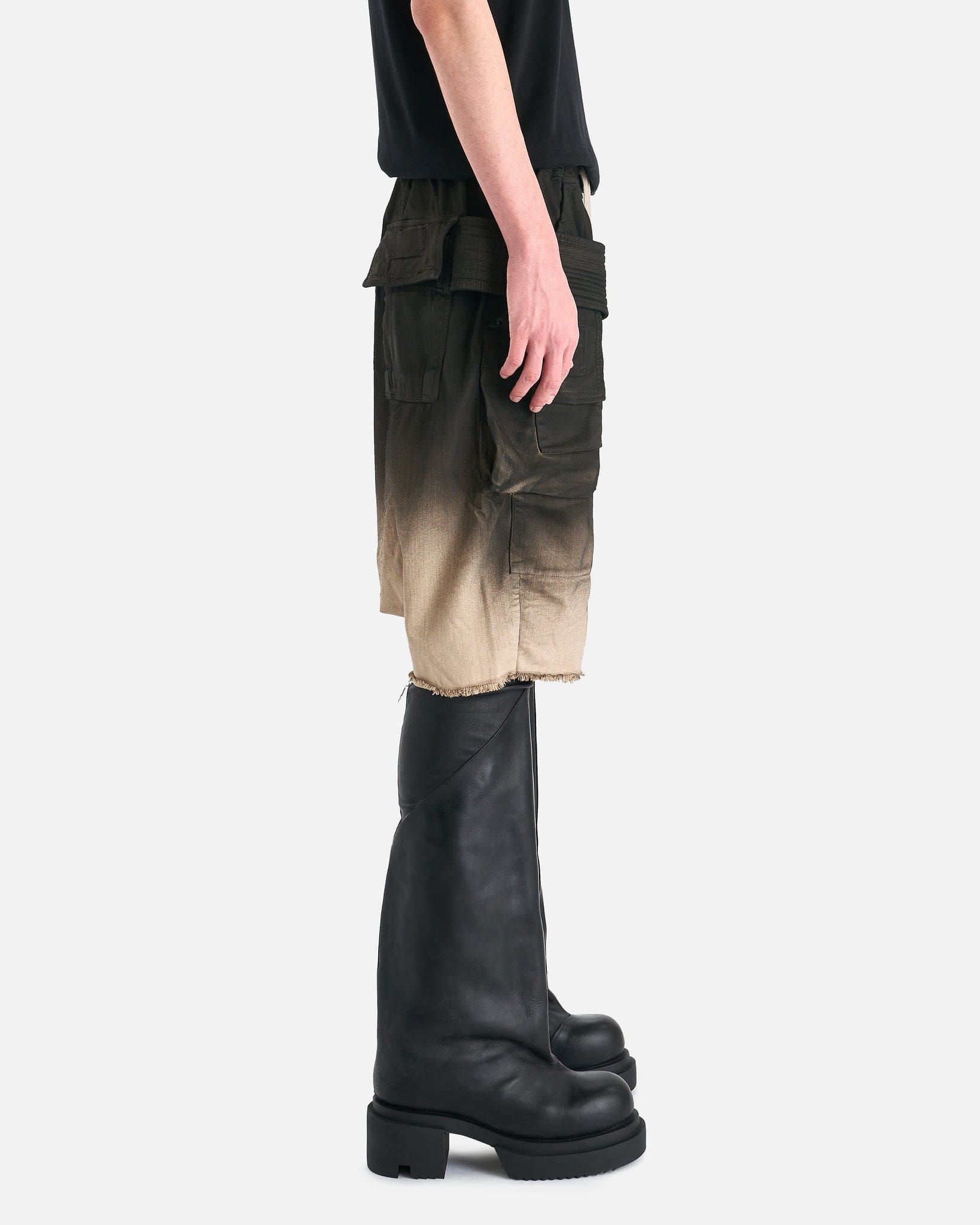 Denim Creatch Cargo Pods Short In Black Pearl Degrade Rick owens – Гарантія оригінальності – вид ззаду