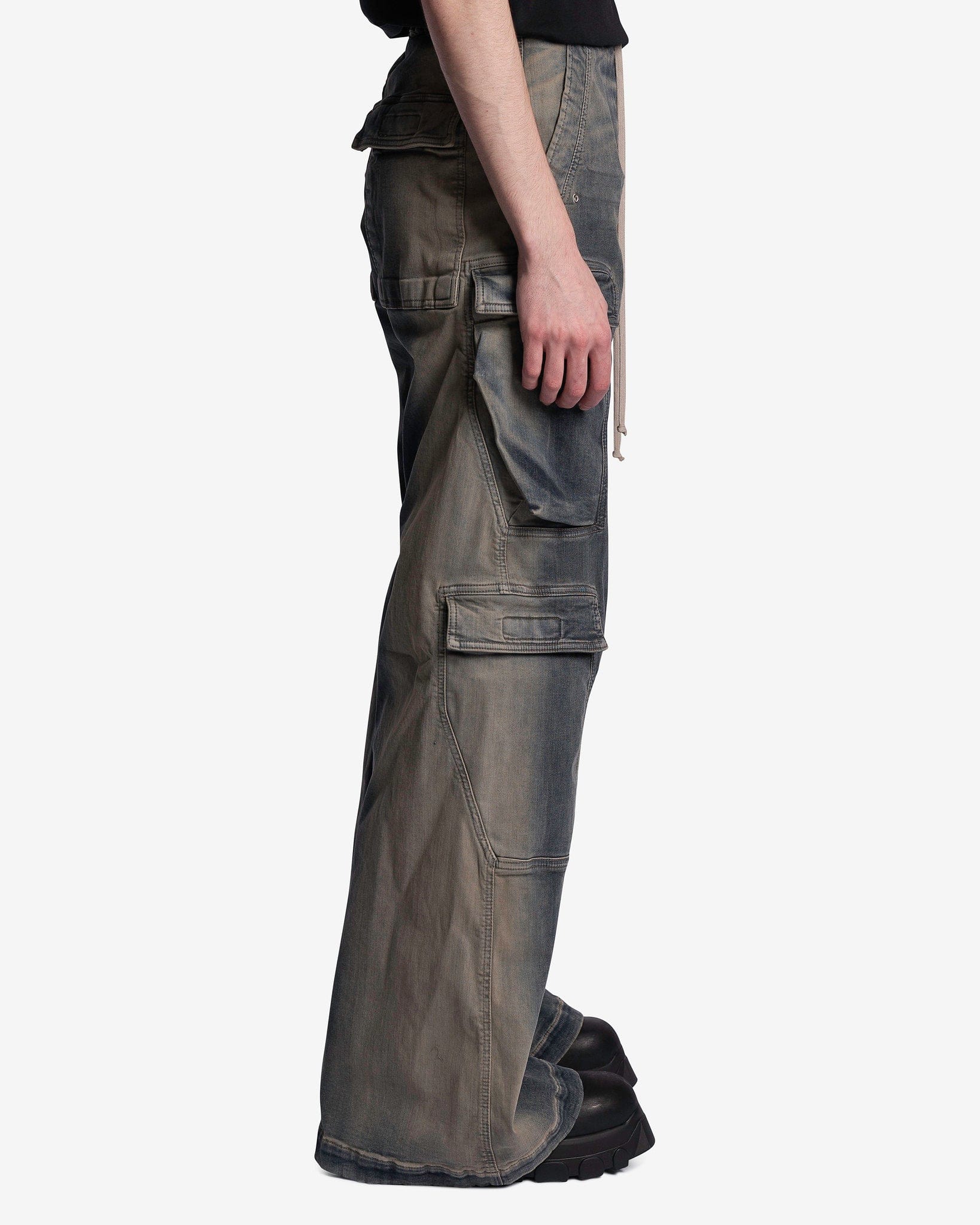 Оригінальна Denim Double Cargo Jumbo Belas In Mineral Pearl Degrade Rick owens – вид ззаду