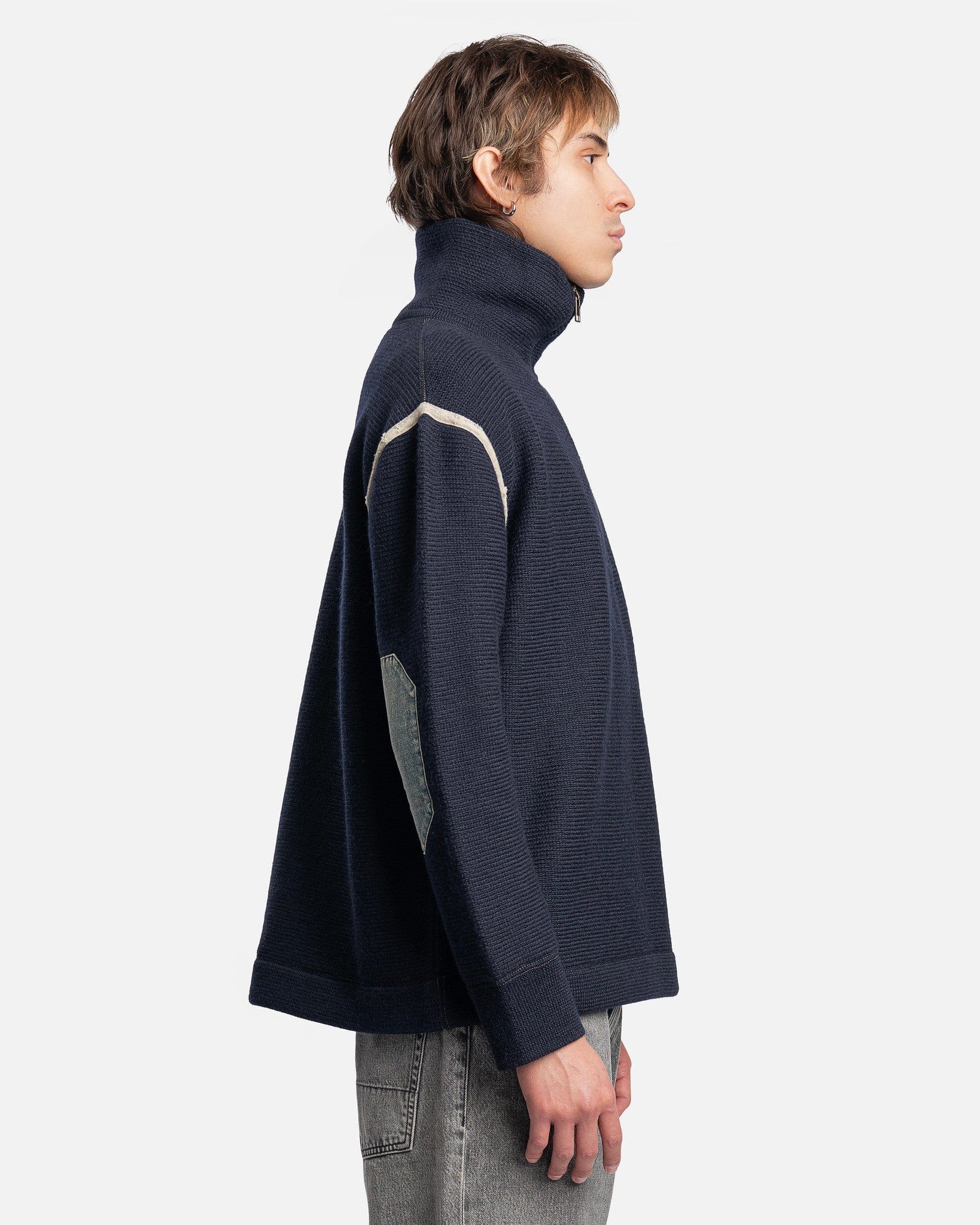 Denim Elbow Patch Pullover In Navy Maison margiela оригінал – Купити в Україні – вид ззаду