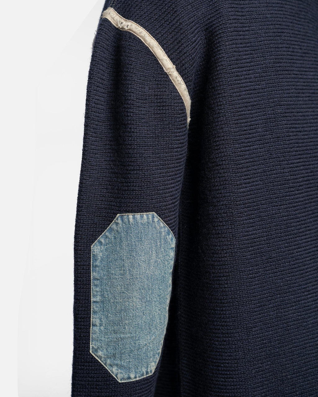 Denim Elbow Patch Pullover In Navy Maison margiela оригінал – Купити в Україні – збільшений вид