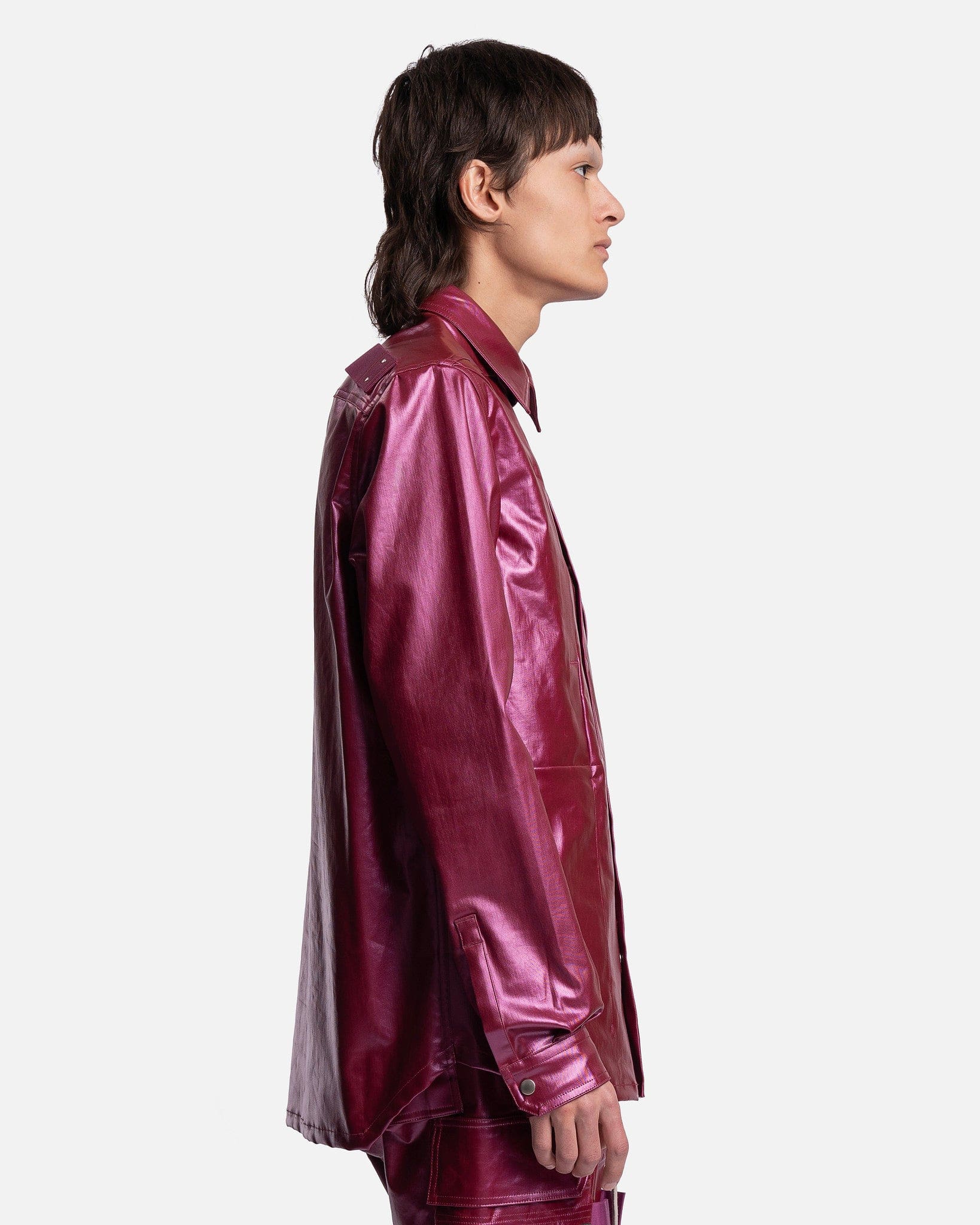 Denim Fogpocket Outershirt In Fuchsia Rick owens оригінал – Купити в Україні – вид ззаду