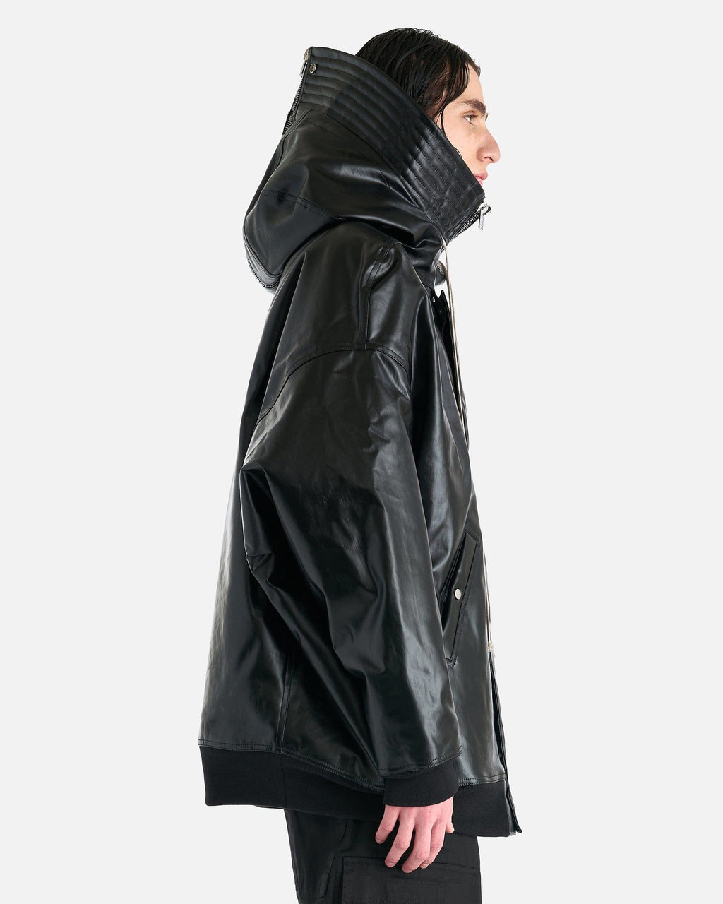 Denim Hooded Long Bomber In Black Rick owens – Гарантія оригінальності – вид ззаду