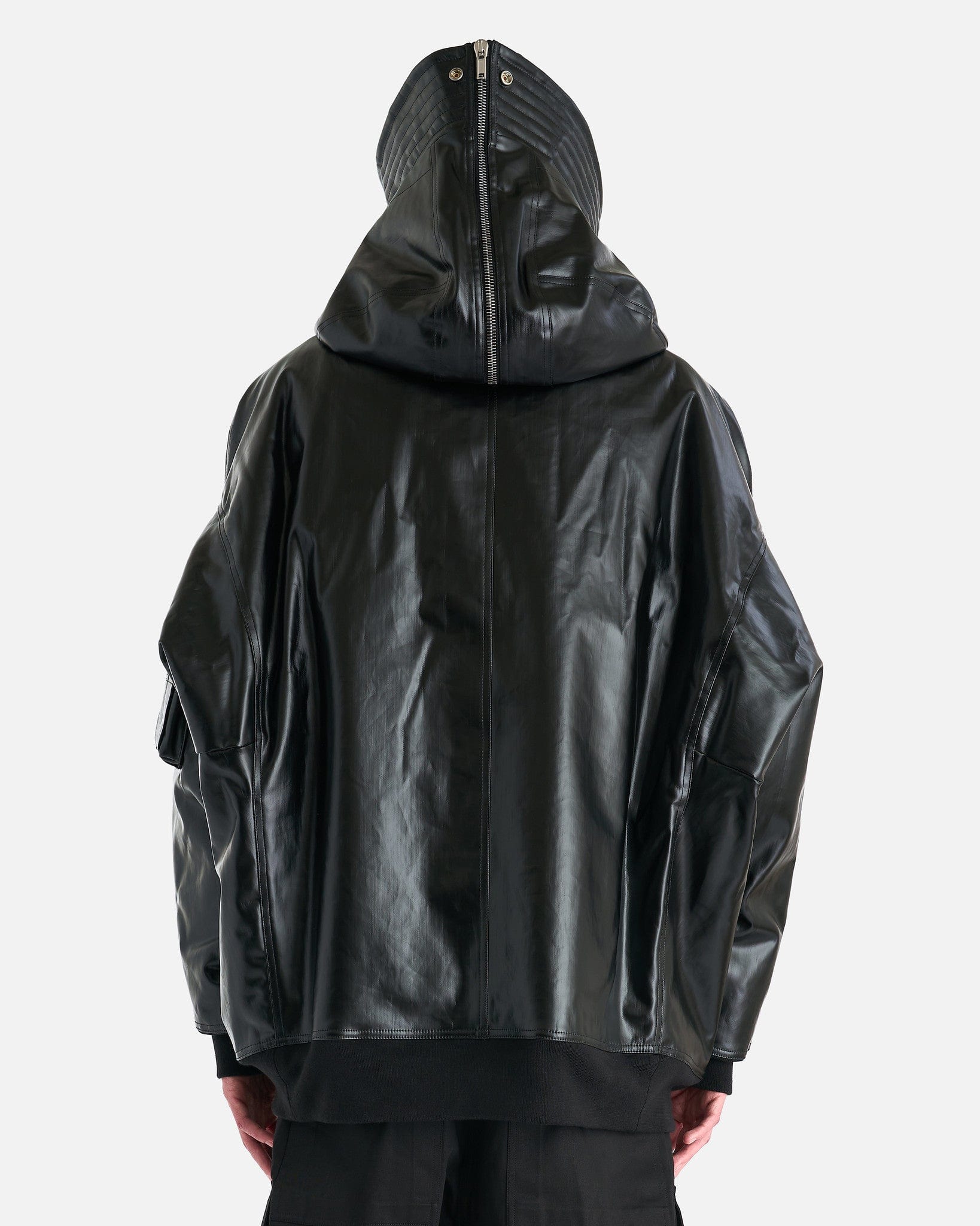 Denim Hooded Long Bomber In Black Rick owens – Гарантія оригінальності – детальний вид